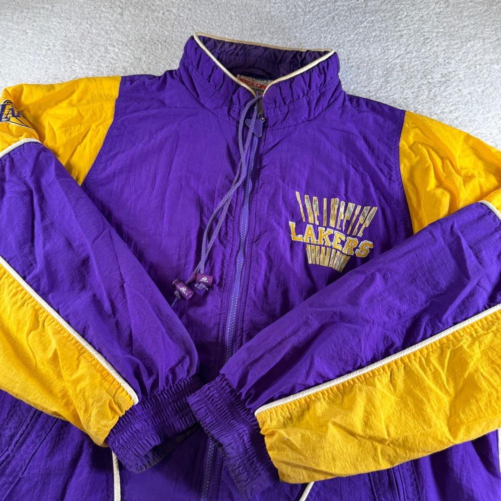 Apex One Windbreaker Jacket Mens XL Purple Yellow Good Vintage NBA Lakers 90s
